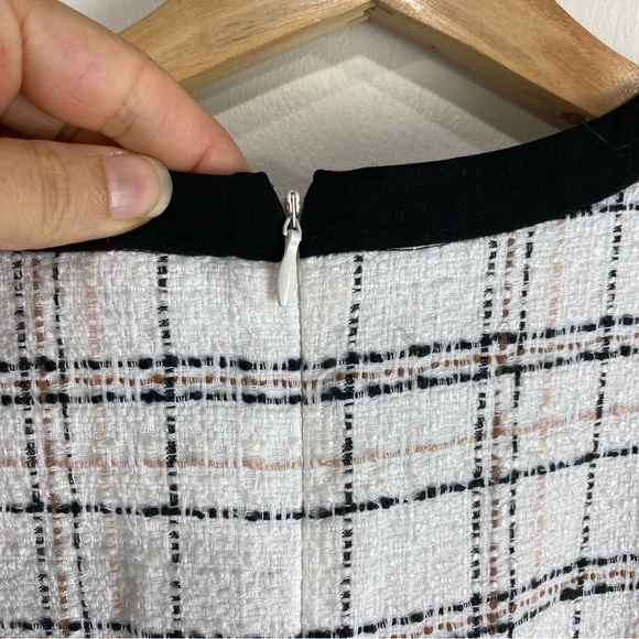 Liz Claiborne Tweed Plaid Window Pane Sleeveless Tank Top Midi Dress Size 16 - Picture 6 of 6